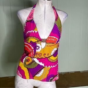 Trina Turk Floral Mod Retro Tankini Halter Top Women’s Size Large